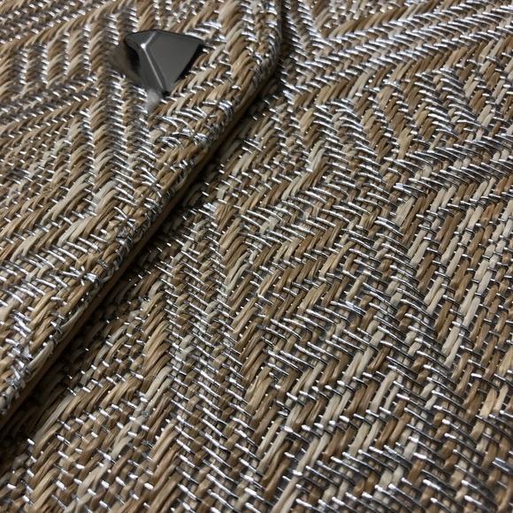 NWOT Stella & Dot Rattan & Silver Woven Clutch Bag - Picture 3 of 8